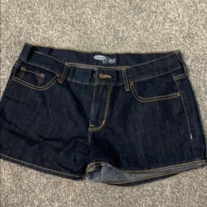 dark blue jean shorts